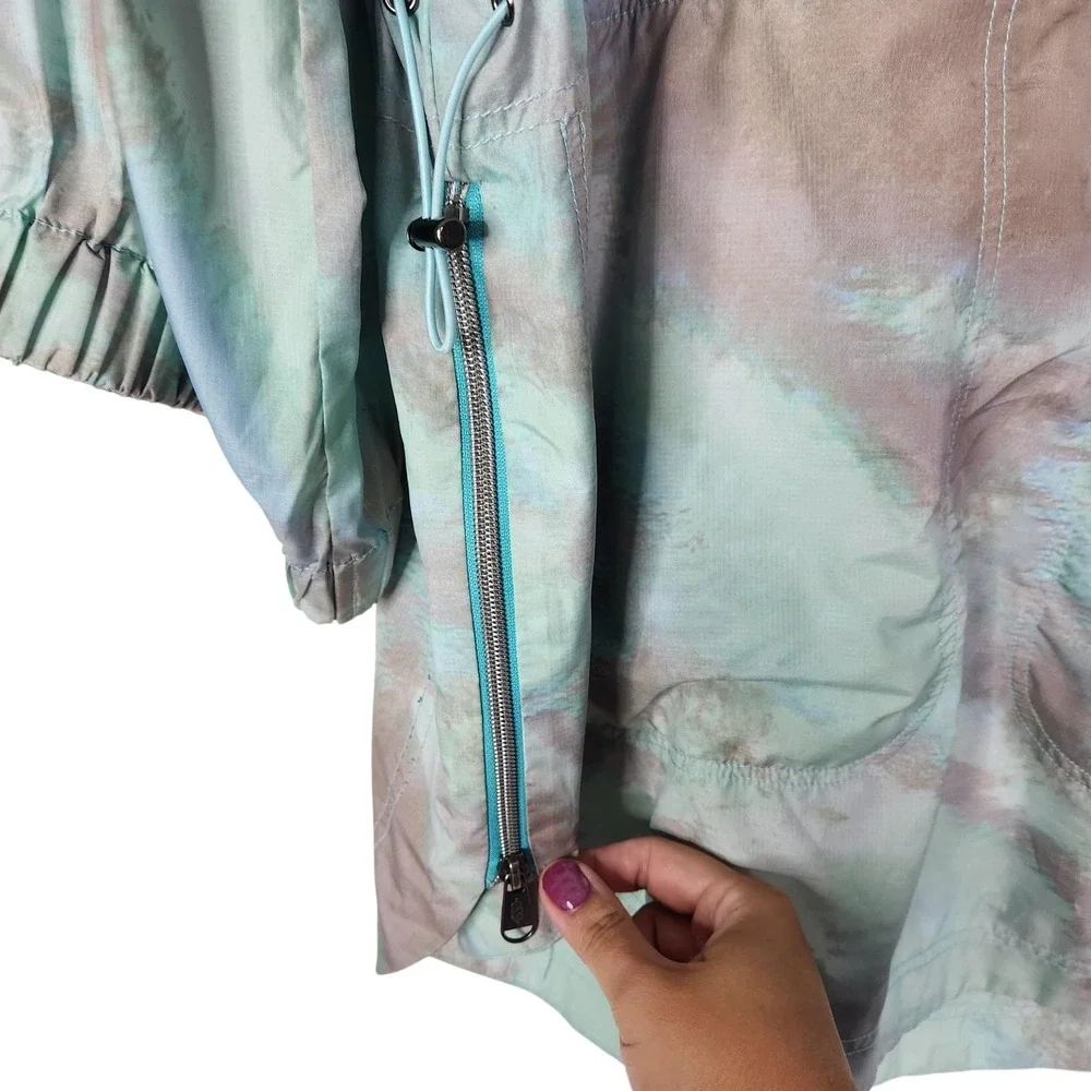 Free People To Dye For Jacket Womens XS Blue Packable Fanny Pack Hooded Pockets